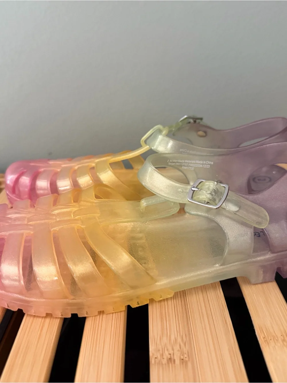 Girl’s Jelly Sandals in Pink, Yellow & Purple